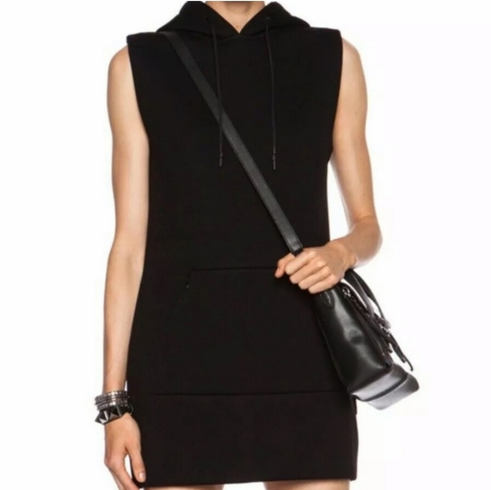 T ALEXANDER WANG Scuba Neoprene Hooded Dress medium